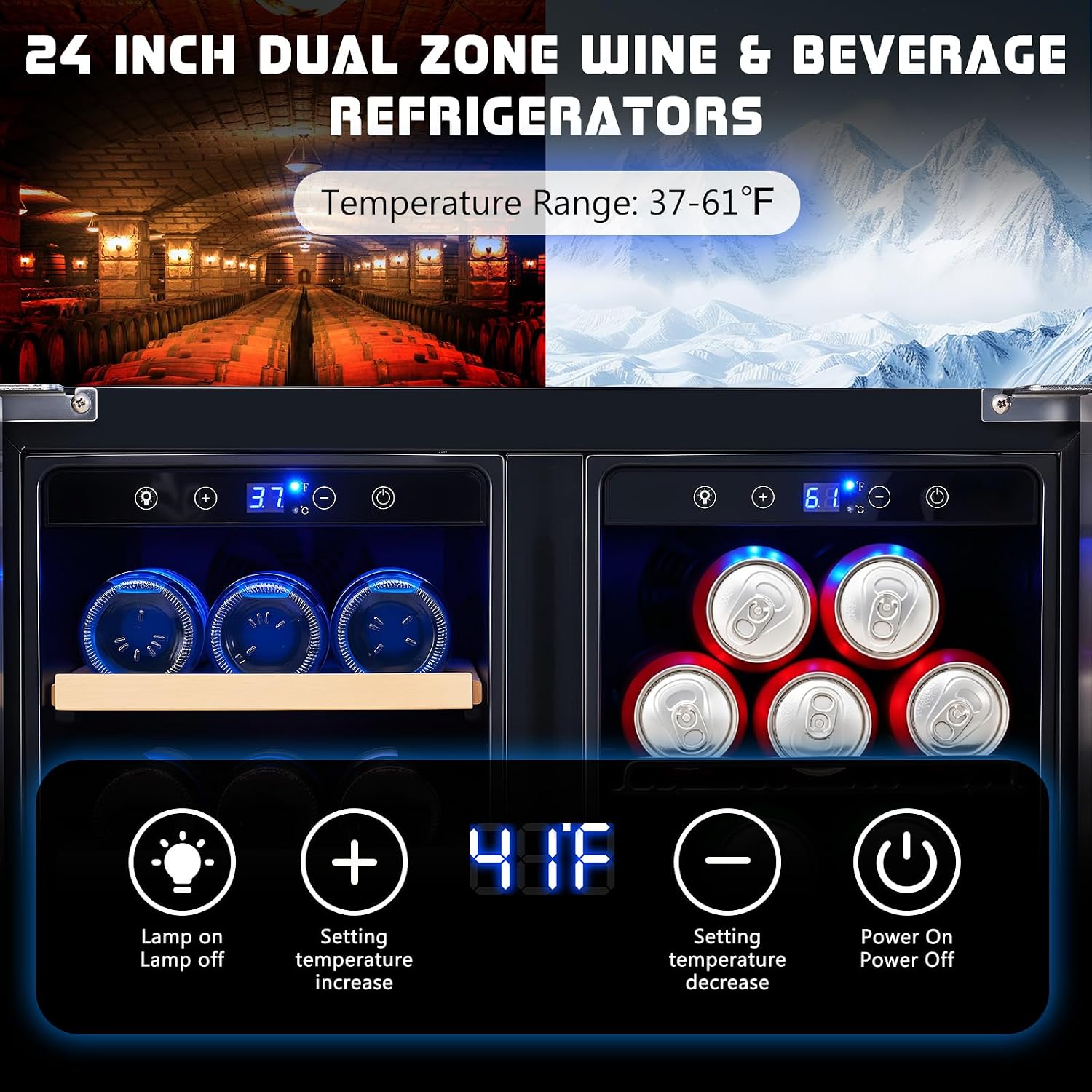 Beverage Refrigerator, 24-Inch - Wine Beer Dual Zone 评论和价格