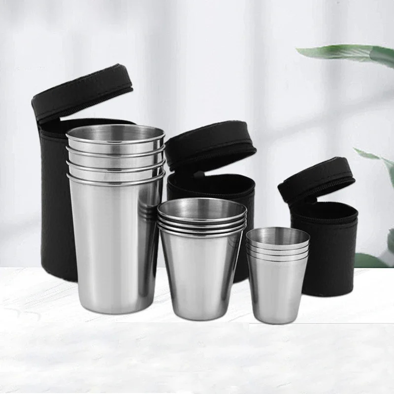 4Pcs Outdoor Travel Stainless  - Whisky Beer And Wine 评论和价格