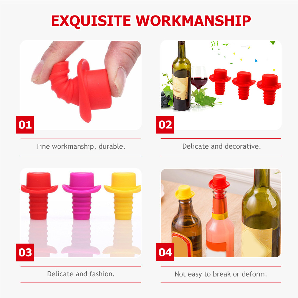 4Pcs Silicone Wine Bottle Stop - Wine Beer Hat 评论和价格